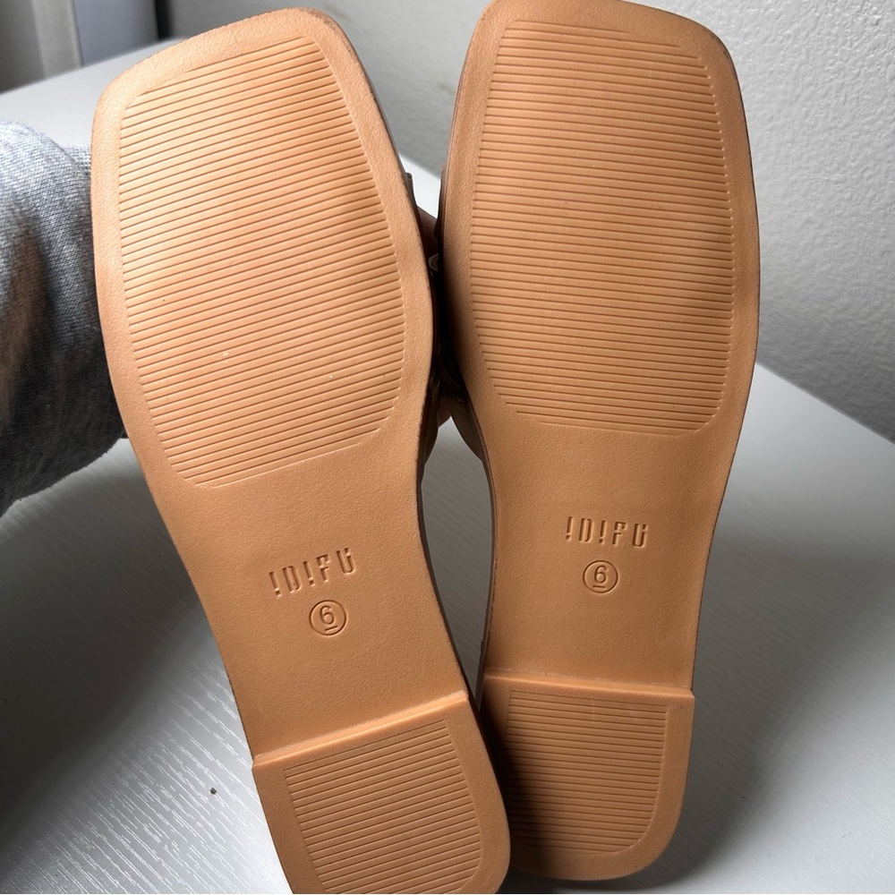 IDIFU Tan Women’s Flats Sandals Slip ons Open Square Toe Slide Size 6 - Picture 6 of 6